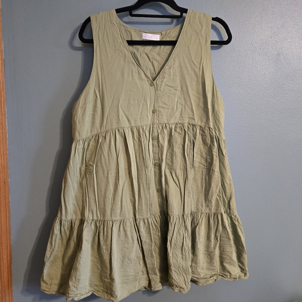 Lightweight Dark Sage Green Cotton Dress